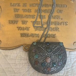 Metal and Genuine Stone purse